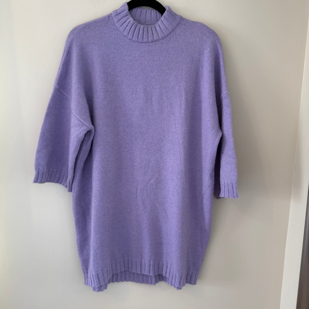 Tuckernuck Lavender Mock Neck Sweater Dress Purple Short Sleeve Knit Tunic Small